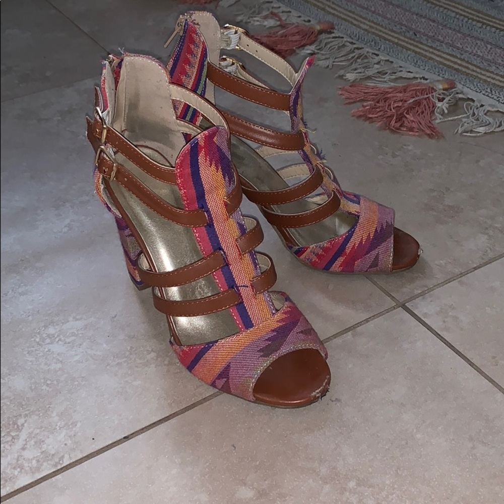 Printed block heels. Size 8.5.